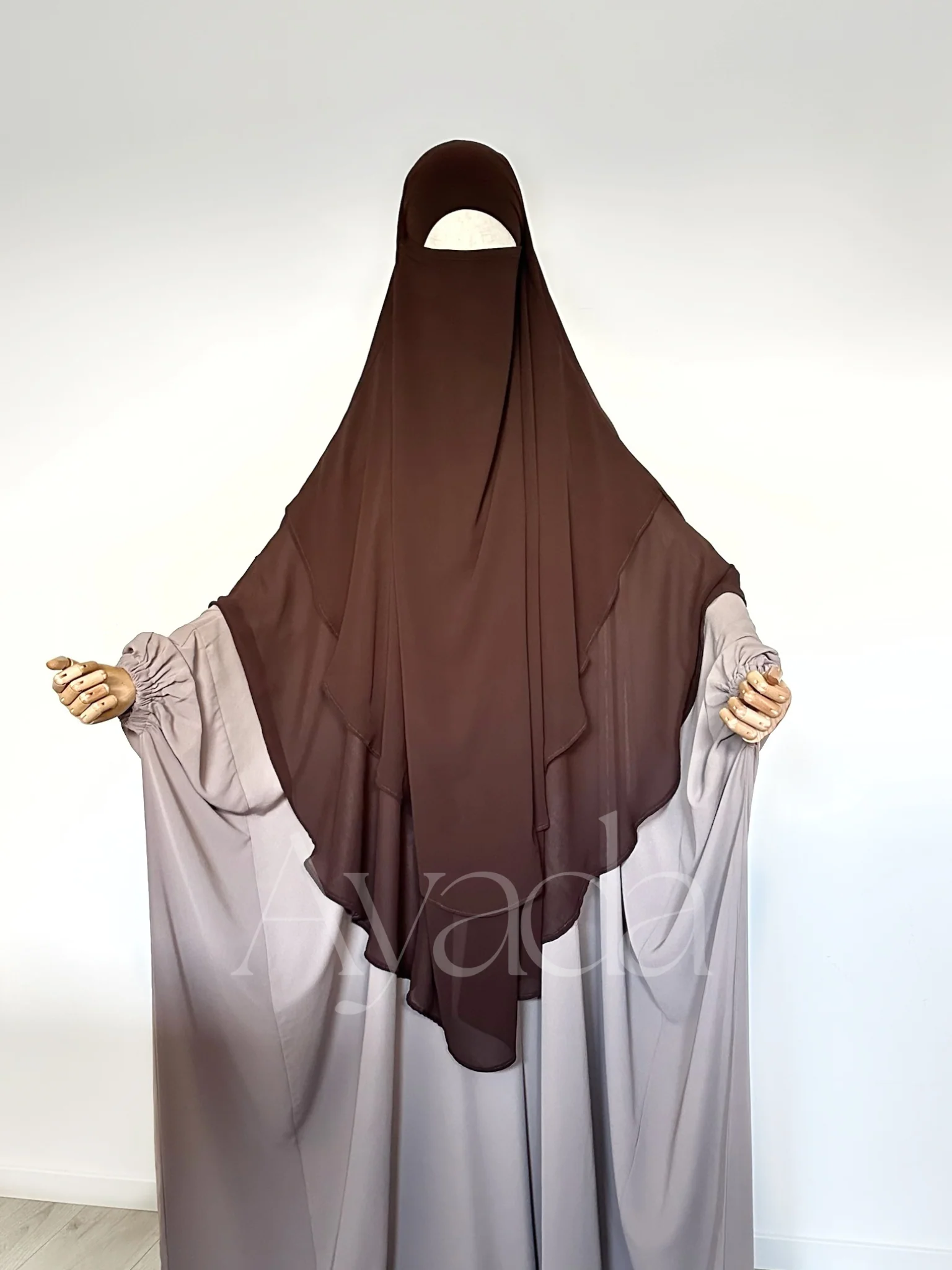 Khimar 2 voiles arrondi Mousseline - Image 16
