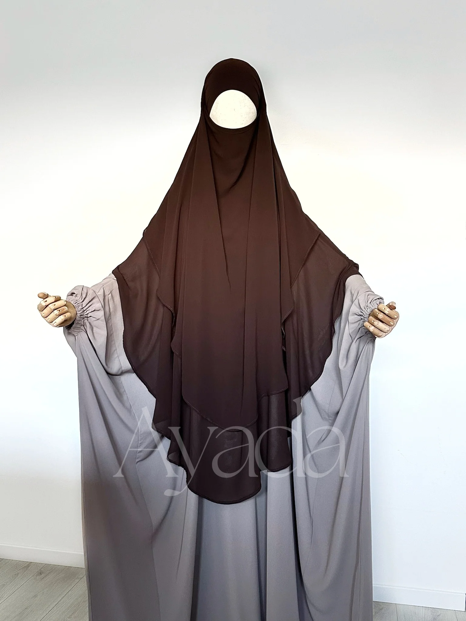 Khimar 2 voiles arrondi Mousseline - Image 17