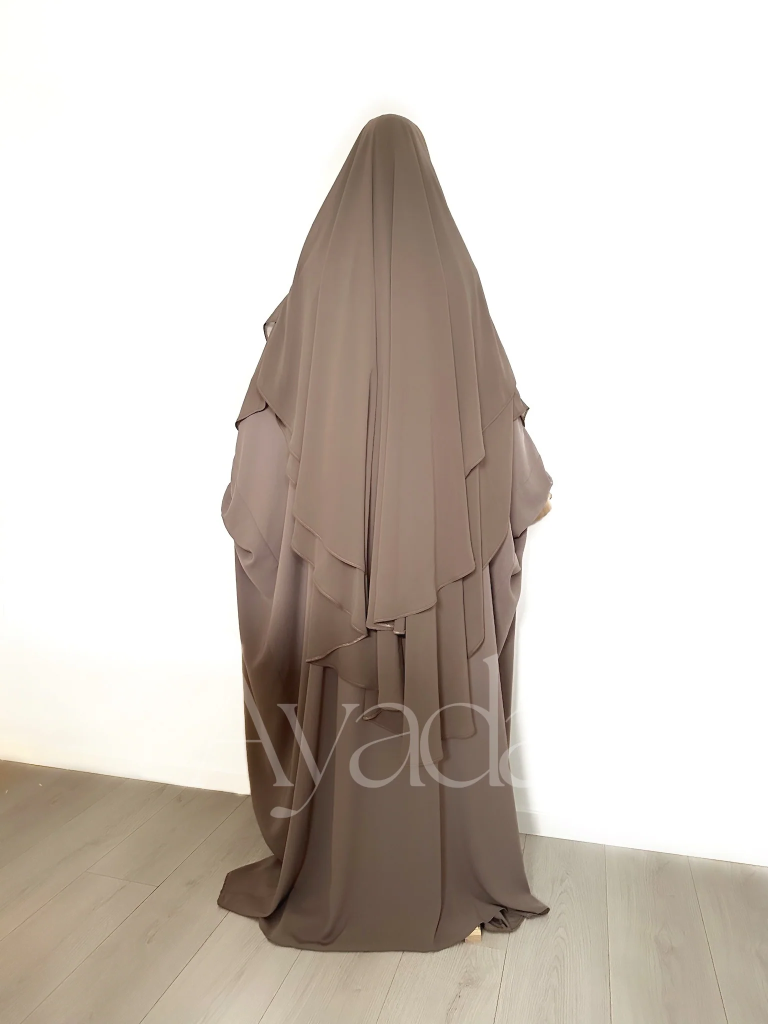 Khimar 2 voiles arrondi Mousseline - Image 24