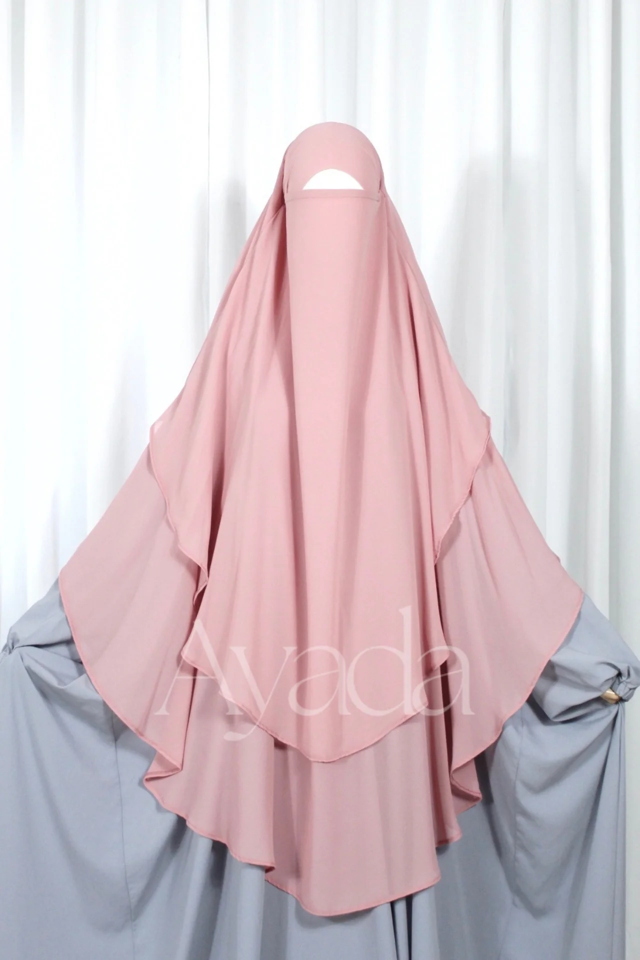 Khimar 2 voiles arrondi Mousseline - Image 25