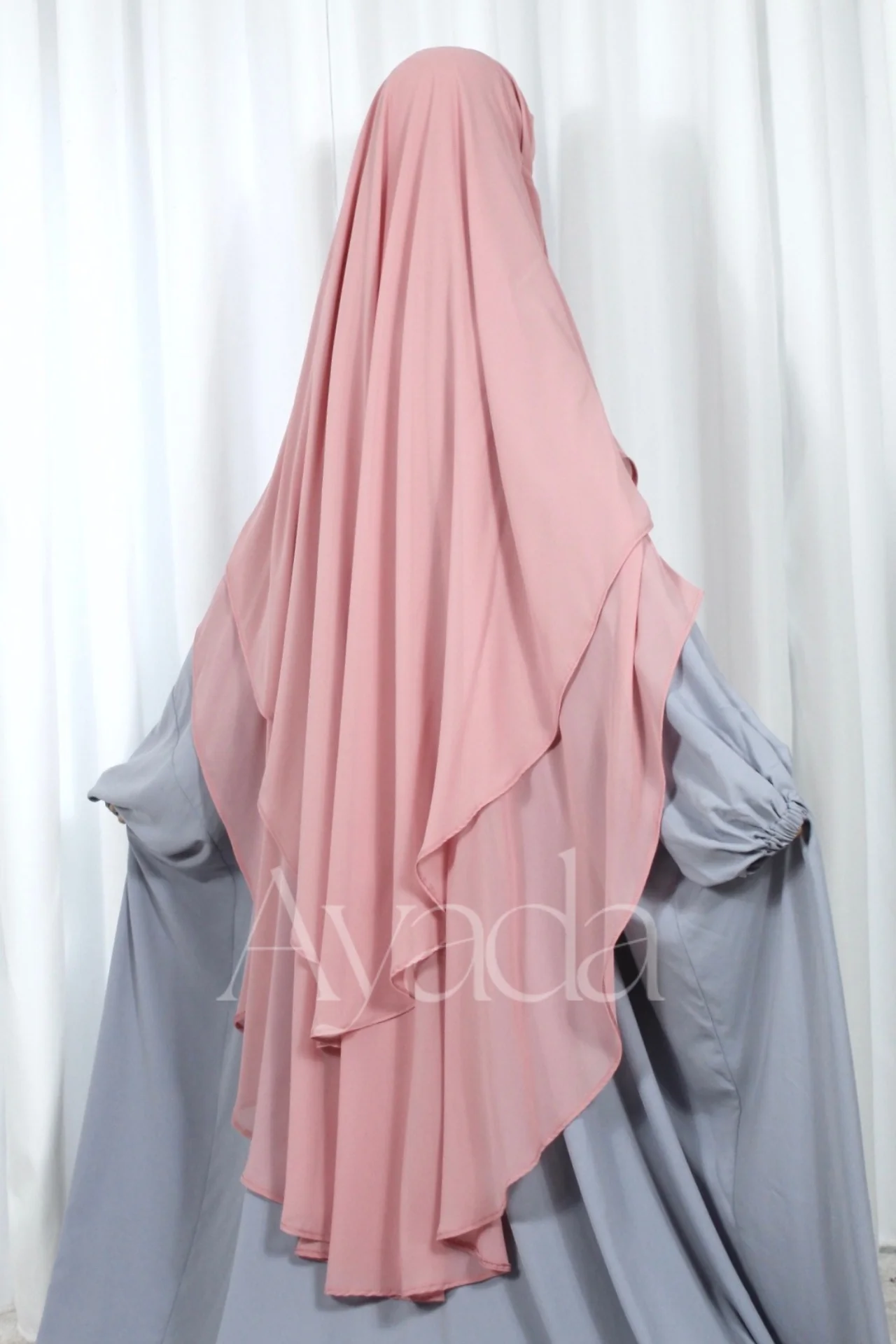 Khimar 2 voiles arrondi Mousseline - Image 27