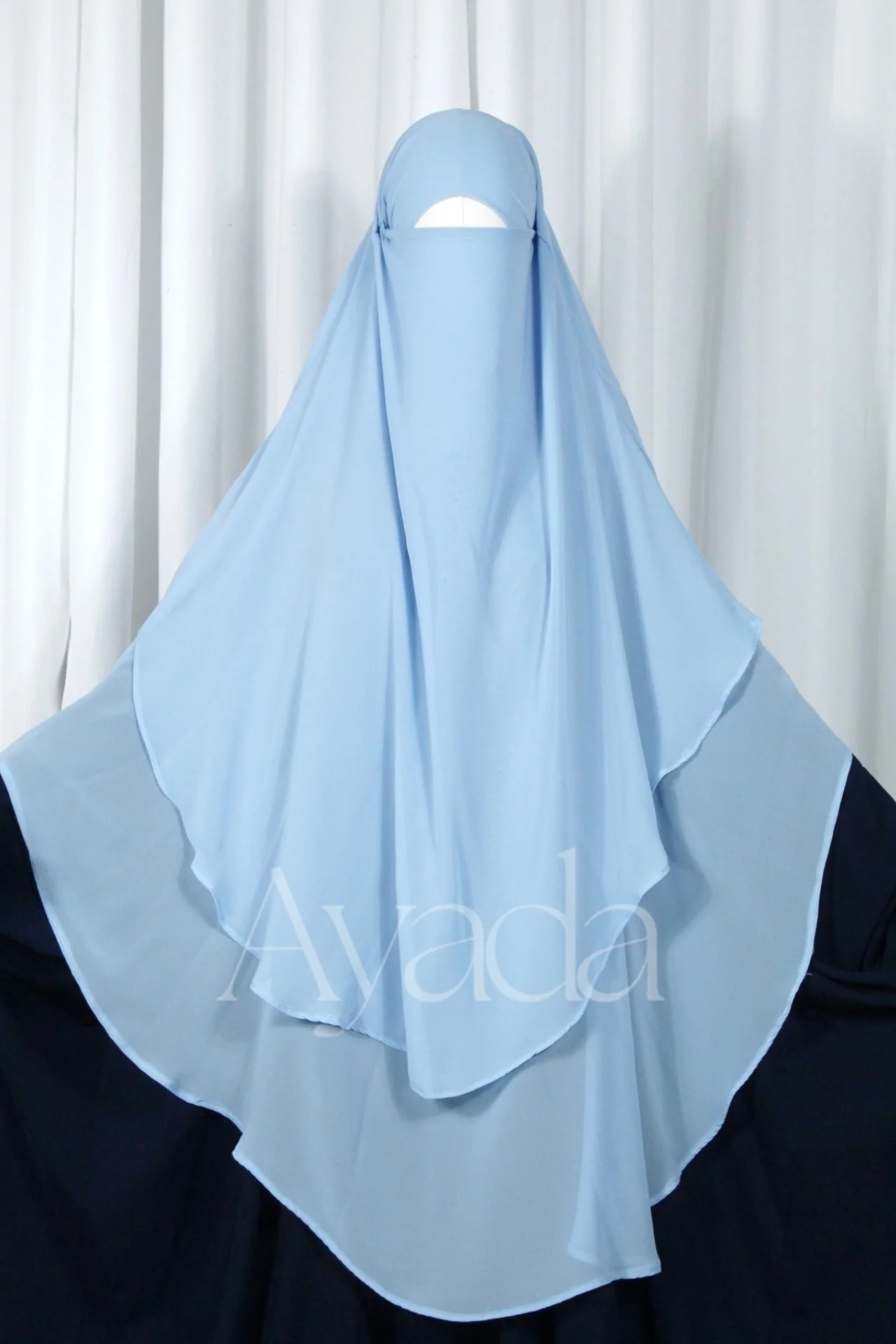 Khimar 2 voiles arrondi Mousseline - Image 29
