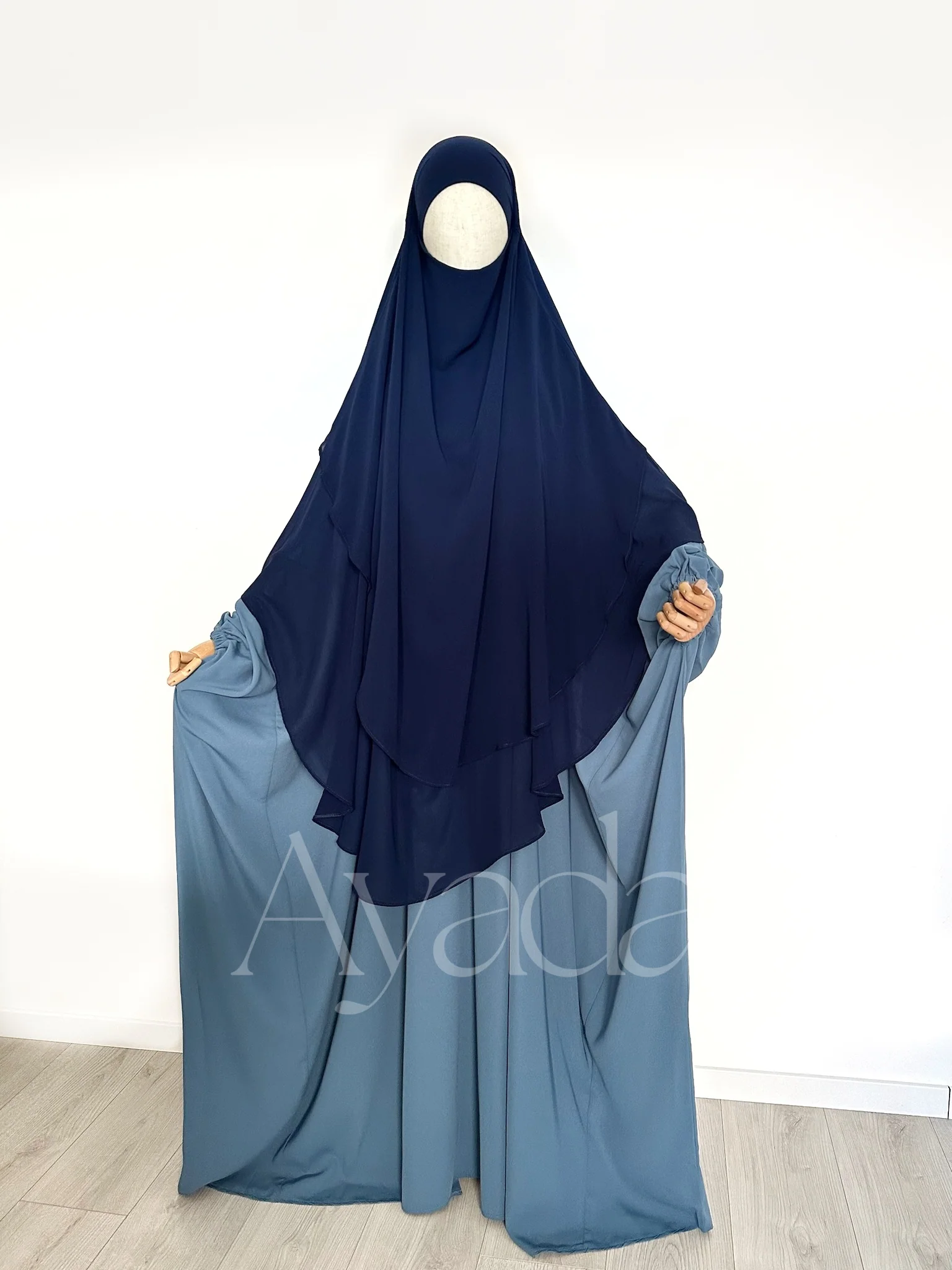 Khimar 2 voiles arrondi Mousseline - Image 7