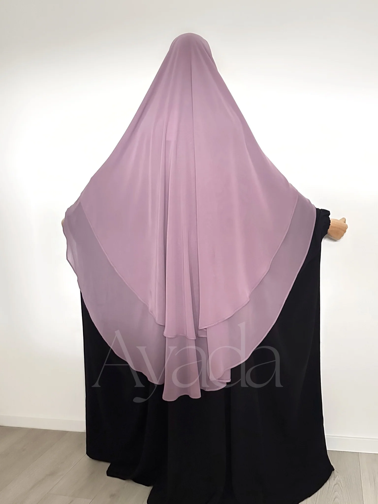 Khimar 2 voiles arrondi Mousseline - Image 8