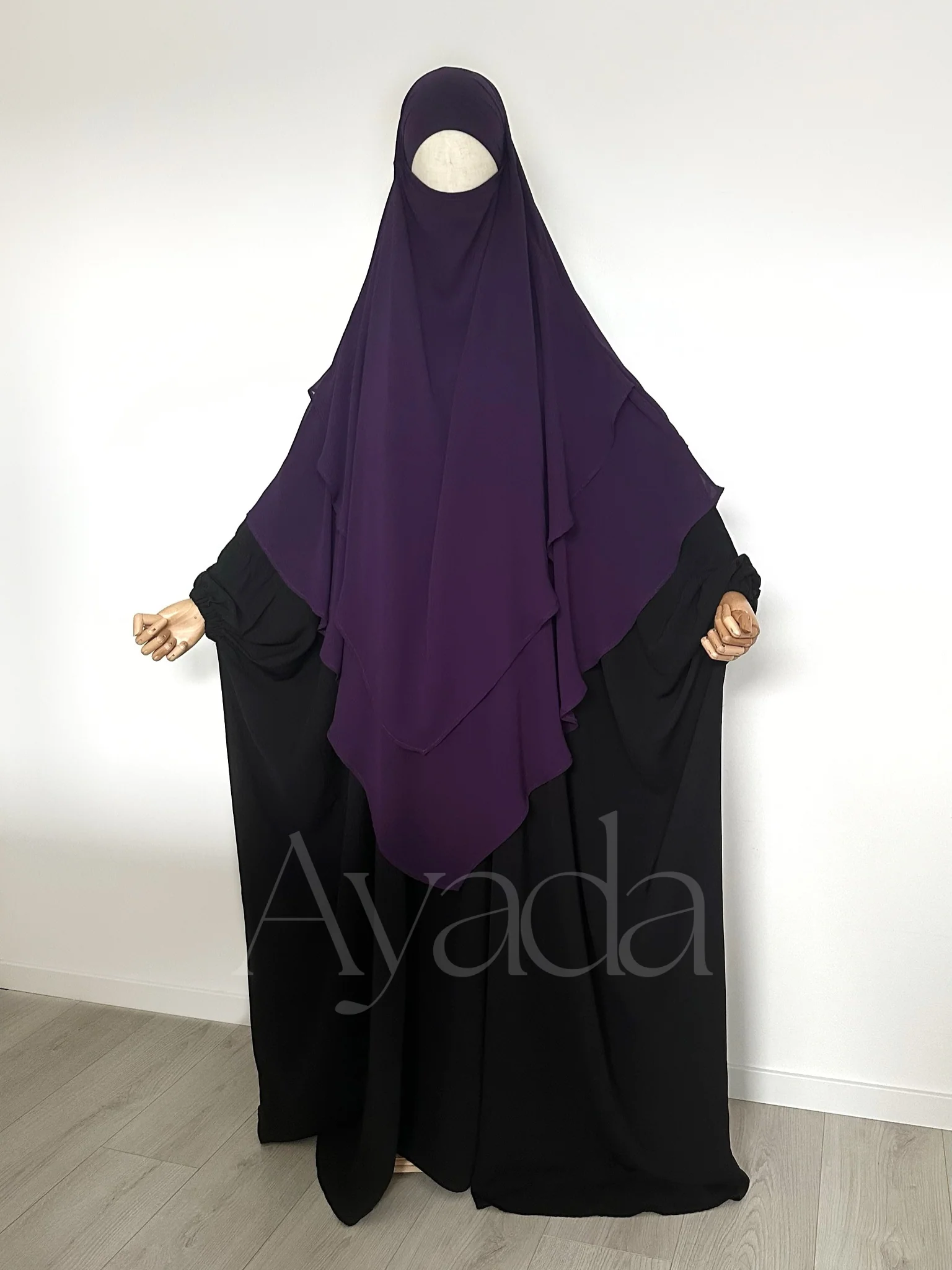 Khimar 2 voiles pointu Mousseline - Image 13