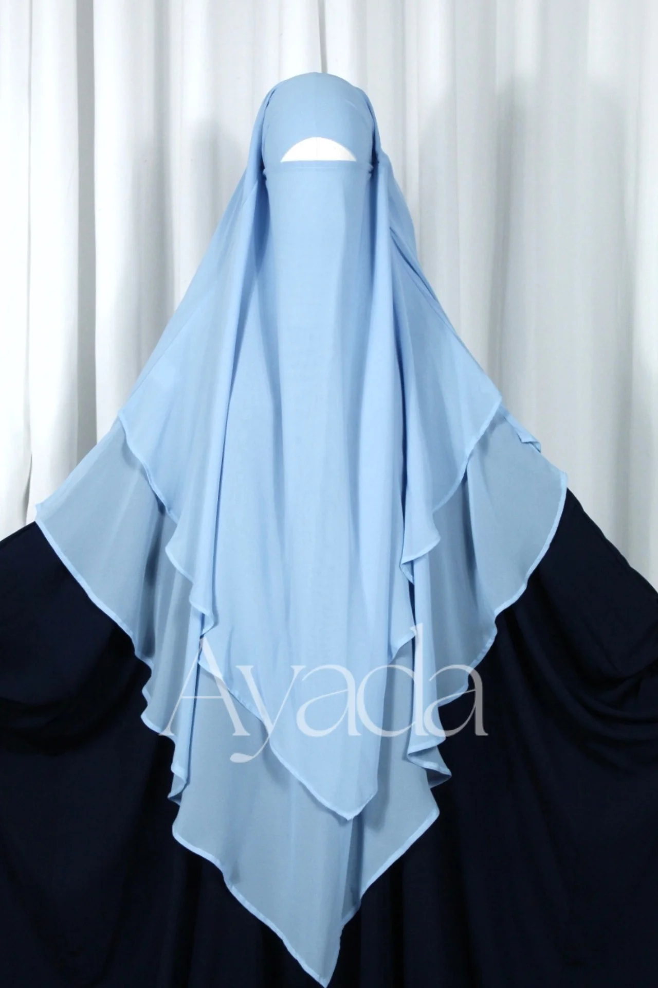Khimar 2 voiles pointu Mousseline - Image 21