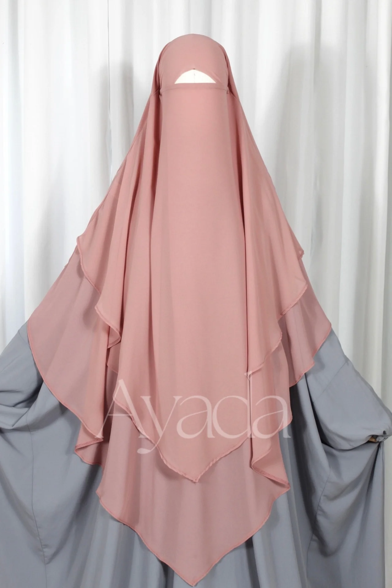 Khimar 2 voiles pointu Mousseline - Image 23